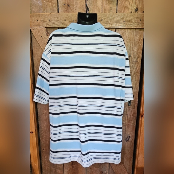 Kani Gold Polo Shirt Mens 3X Blue White Striped Embroidered Logo READ - Picture 2 of 12